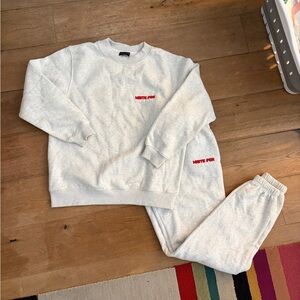 White Fox Boutique Light Gray Sweatshirt & Jogger Set